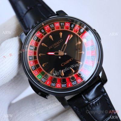 Swiss Copy Jacob & Co Casino Tourbillon Automatic Watch Black Case